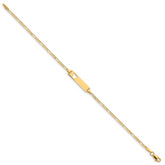 14k Polished Solid Chain/Solid Plate Figaro Link Cut-out Heart 20x5mm Plate 7 inch ID Bracelet